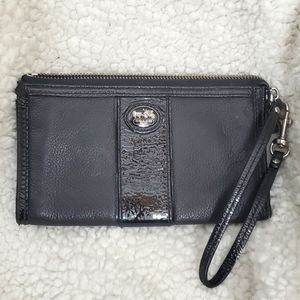 Large Coach Patent Leather and Leather Wristlet Wallet